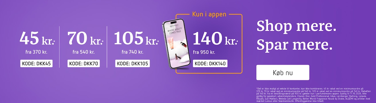 Bevis på rabatkode - Parfumdreams - Rabatkode: [[140 kr]] ved køb over 950 kr, kun i appen