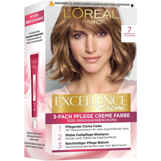 L’Oréal Paris Indsamling Excellence 3-Fold Care Cream Color 7 Mellemblond 1 Stk.