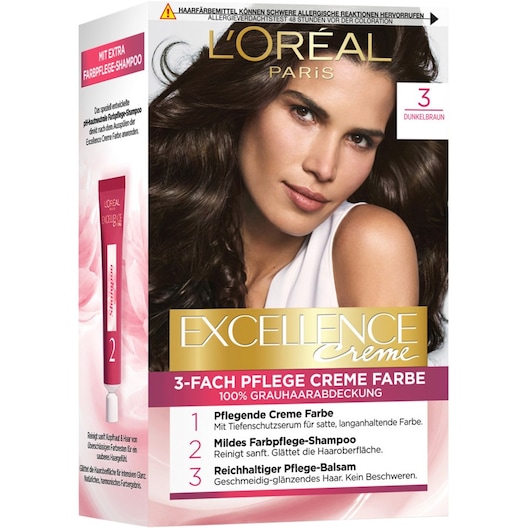L’Oréal Paris Indsamling Excellence 3-Fold Care Cream Color 3 Mørkebrun 1 Stk.