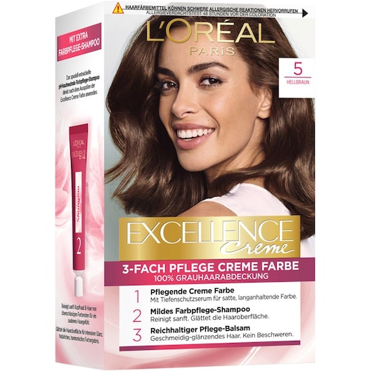 L’Oréal Paris Kollektion af hårfarver Excellence Creme 3-Fold Care Cream Color 5 Lysebrun 1 Stk. (99,00 kr / 1 stk.)