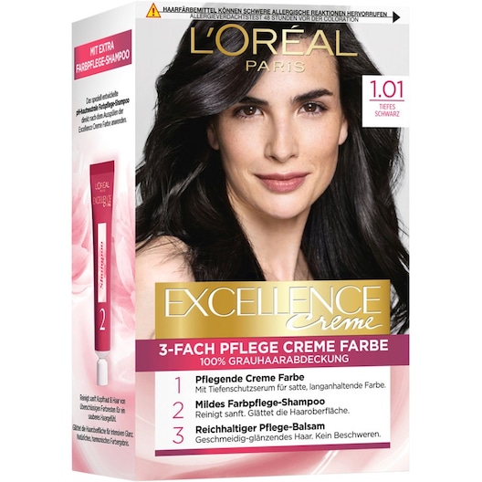 L’Oréal Paris Indsamling Excellence 3-Fold Care Cream Color 1.01 Dybt sort 1 Stk.