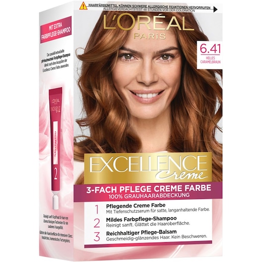 L’Oréal Paris Indsamling Excellence 3-Fold Care Cream Color 6.41 Lys karamelbrun 1 Stk.