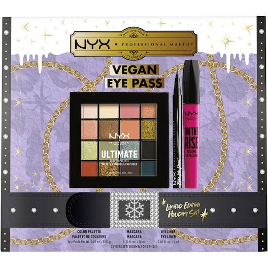 NYX Professional Makeup Øjenmakeup Eyeliner X-mas Vegan Eye Pass Color Palette 0,83 g + Epic Ink Liner 1 ml On The Rise Volume Mascara 10 Stk.