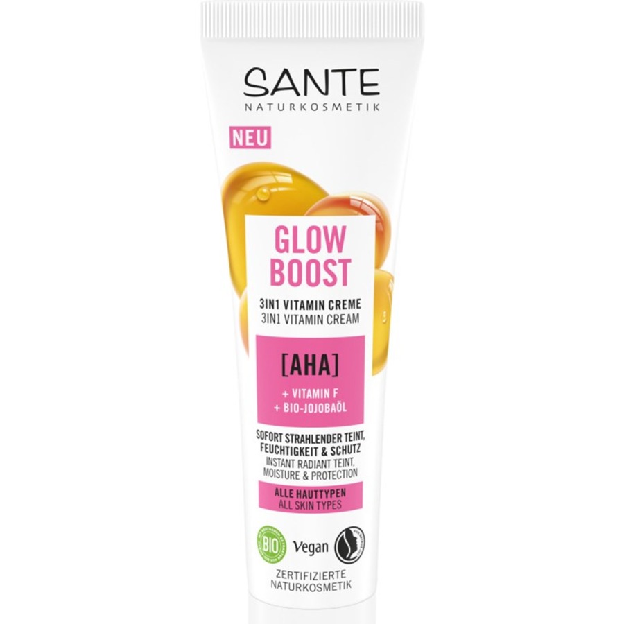 Sante Naturkosmetik Cura idratante AHA vitamina F e olio di jojoba biologico Crema alla vitamina Glow Boost