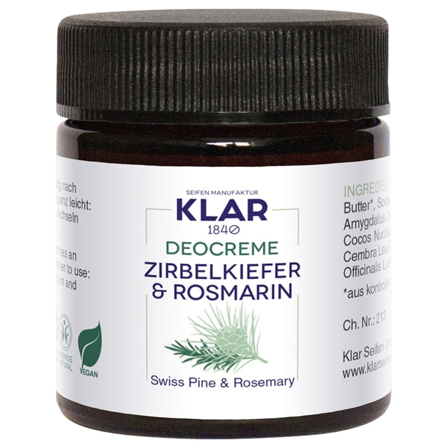 Klar sapone Crema deodorante solida e burro per il corpo Cembro e rosmarino