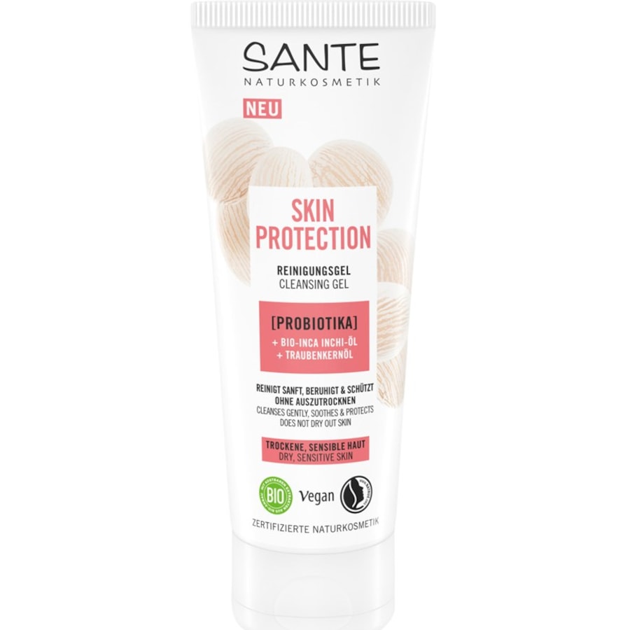 Sante Naturkosmetik Cleansing Gel detergente dermoprotettivo con probiotici olio biologico di Inca Inchi e olio di semi d'uva