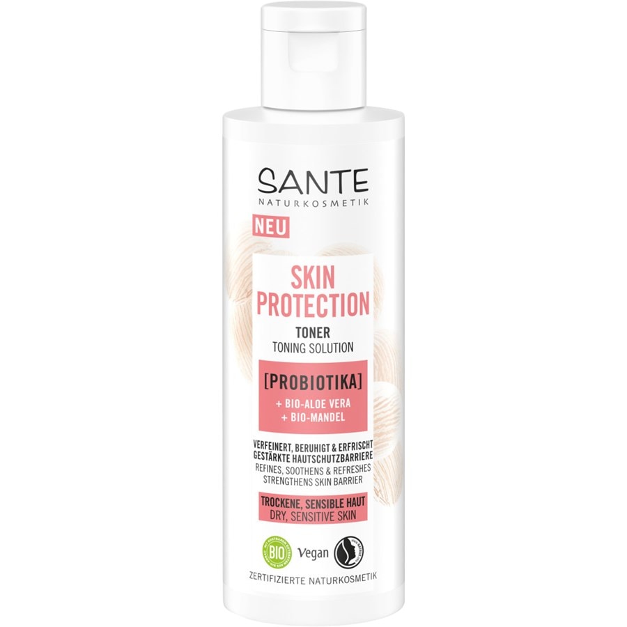 Sante Naturkosmetik Cleansing Tonico protettivo per la pelle con probiotici aloe vera biologica e mandorle biologiche