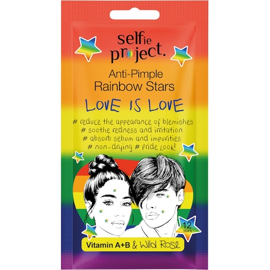 Selfie Project Ansigtspleje Ansigtsmasker #LoveIsLove Anti-bumser regnbuestjerner 12 Stk.