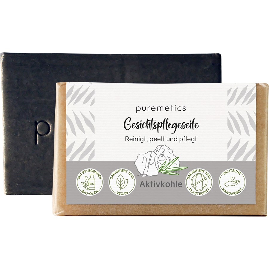 puremetics Natural soaps Sapone per il viso al carbone attivo