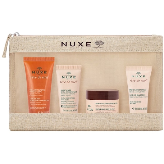 Nuxe Ansigtspleje Rêve de Miel Gavesæt Face and Body Ultra Rich Cleansing Gel 30 ml + Ultra Comforting Face Balm 15 ml + Melting Honey Body Oil Balm 30 ml + Hand and Nail Cream 15 ml