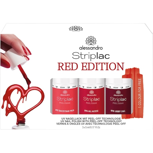 Alessandro Negle Striplac Peel Or Soak Sets Farvesæt Red Collection Striplac Backstage Pass 5 ml + Striplac All Access 5 ml + Striplac Lobby Call 5 ml 5 ml ()