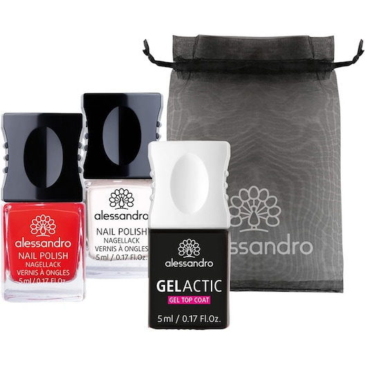 Alessandro Negle Neglelak Galaktisk sæt Neglelak Relax Your Mind Shimmer 5 ml + Neglelak 112 Classic Red 5 ml + Gelactic Top Coat 5 ml 1 Stk. (95,00 kr / 1 stk.)