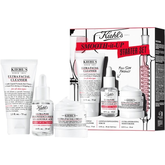 Kiehl's Ansigtspleje Fugtighedspleje SMOOTH-it-UP Starter Set Ultra Facial Cleanser 75 ml + Ultra Facial Cream 28 ml + Ultra Pure High-Potency Serum 9,8% Glycolic Acid 30 ml 1 Stk. (430,00 kr / 1 stk.)