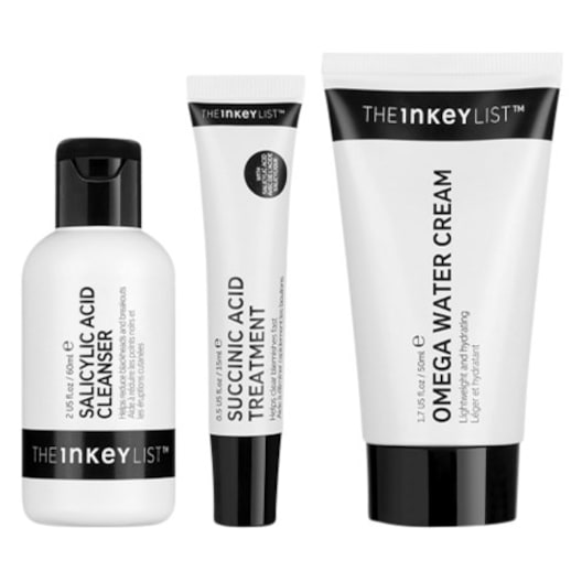 The INKEY List Ansikte Rengöring Clearer Skin Starts Here Salicylic Acid Cleanser 60ml + Succinic Acid Treatment 15ml + Omega Water Cream 50ml + Hydrocolloid Invisible Pimple Patches deluxe sample (12 pcs)​ 1 Stk. (273,00 kr / 1 st.)