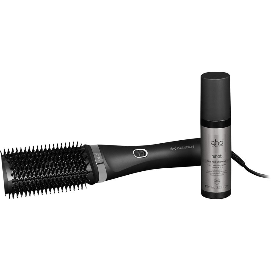 ghd Hot Brushes Bundle duet blowdry Hair Dryer Brush schwarz + Rehab Finer Hair Thickener Leave-in Treatment 95 ml / 1 Stk.