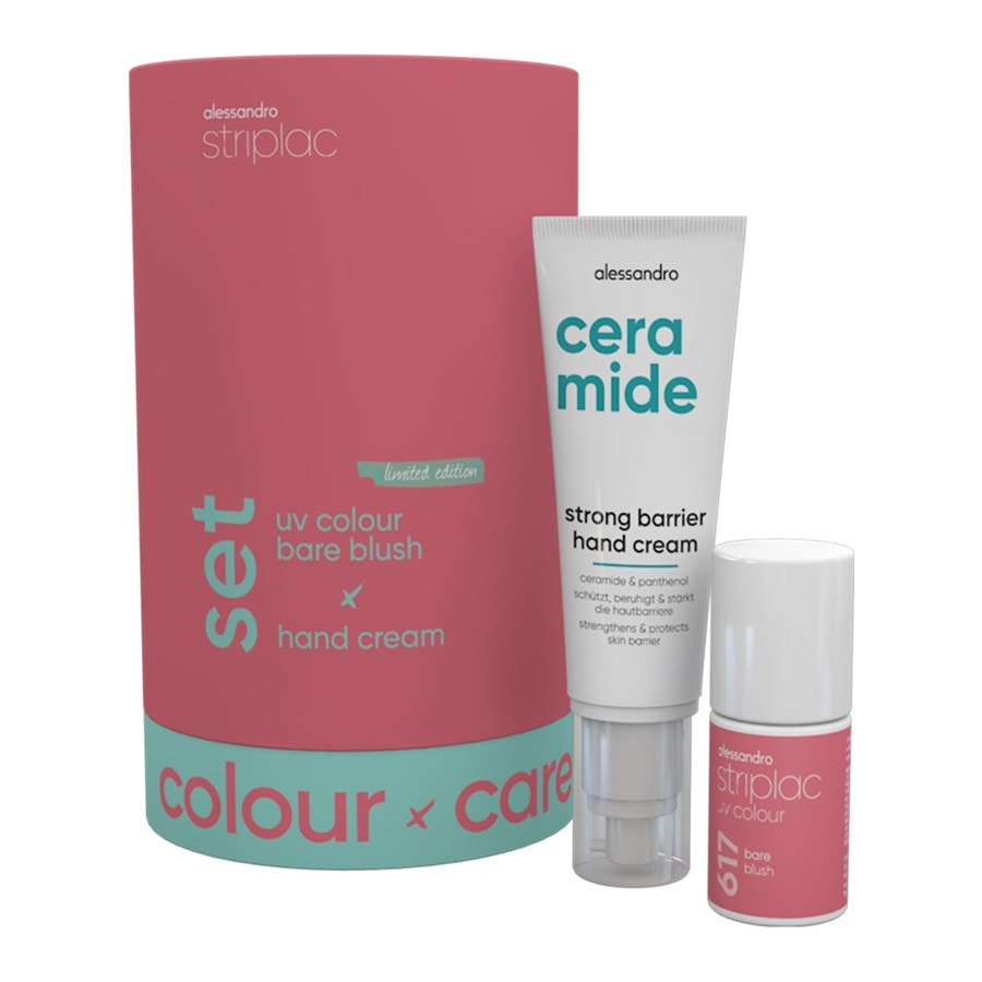 Alessandro Striplac UV Colour Colour & Care Set Blush & Barrier Ceramide hand cream 50 ml + uv colour 617 bare blush 6.5 ml / 1 Stk.