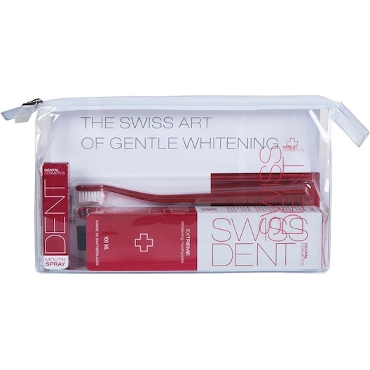 Swissdent Pleje Sets Gavesæt EXTREME Promo Whitening tandpasta 100 ml + Mundspray 9 PROFI tandbørste Rød & Hvid 1 Stk.