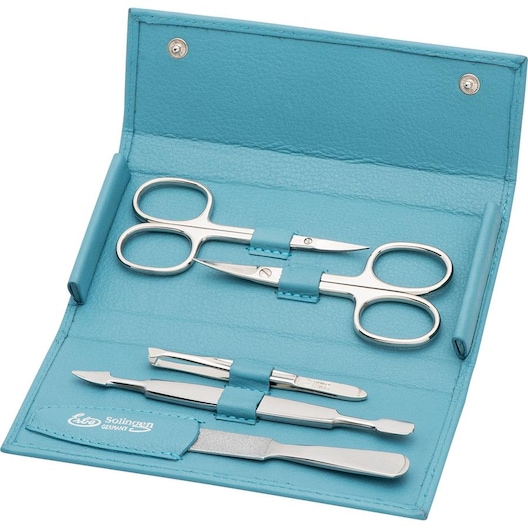 ERBE Manicure Etuis Etui med trykknap, 5-delt, havblåt Negleplejetilbehør Female