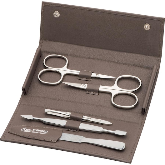 ERBE Manicure Etuis Trykknapsæske, 5 dele, taupe Negleplejetilbehør Female