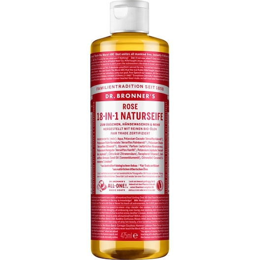 Dr. Bronner's Flydende sæber Rose 18-i-1 naturlig sæbe Rengøring Female 475 ml