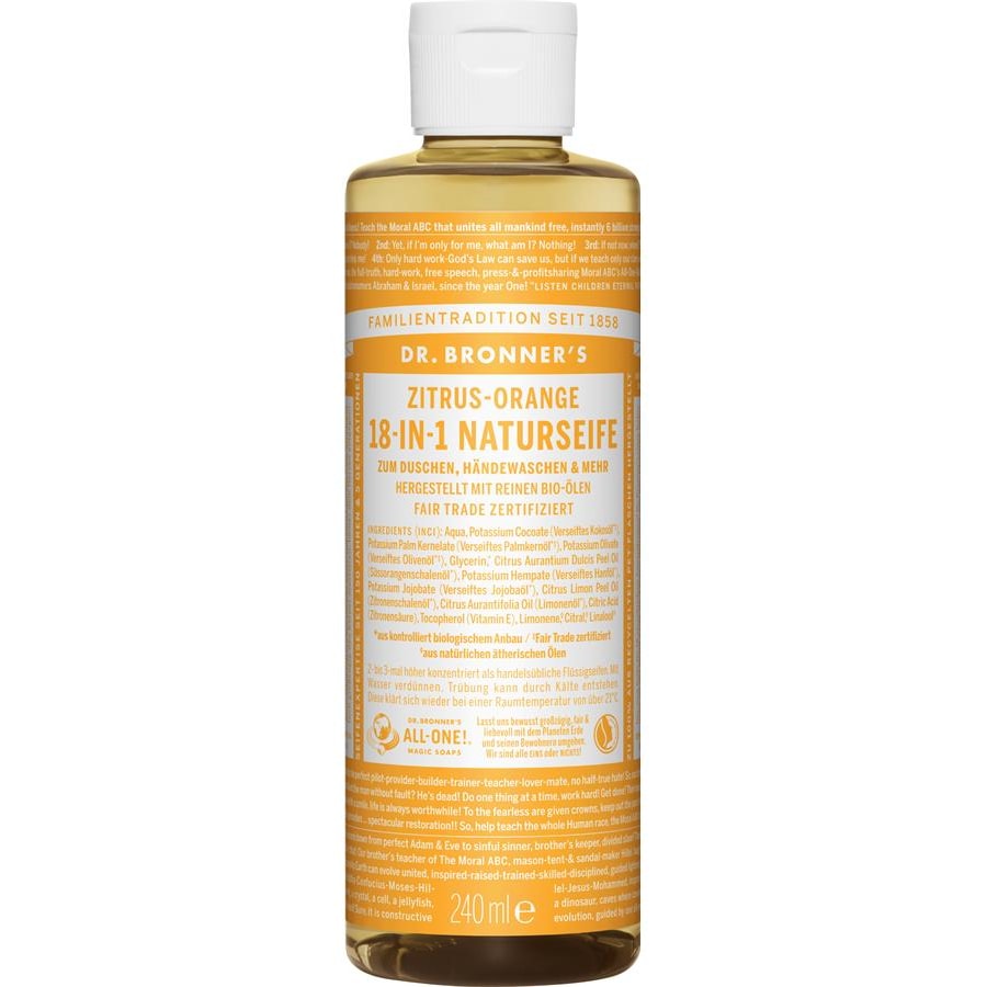 Dr. Bronner's Saponi liquidi Citrus-Orange 18-in-1 Natural Soap