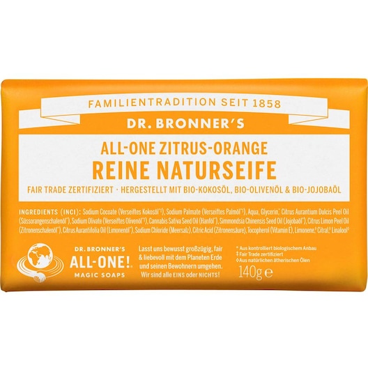 Dr. Bronner's Faste sæber All-One Citrus-Orange ren naturlig sæbe Pleje Female 140 g