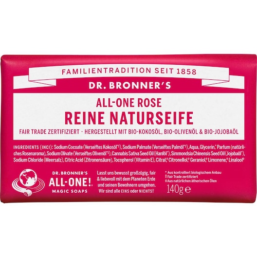 Dr. Bronner's Faste sæber All-One Rose ren naturlig sæbe Pleje Male 140 g