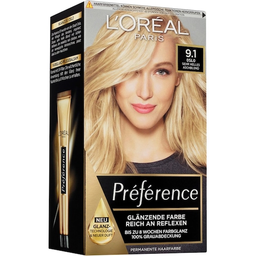 L’Oréal Paris Kokoelma Préférence Pitkään kestävä kiiltävä väri 9.1 Oslo/Verittäin vaalea tuhkanvaalea blondi 1 Stk.